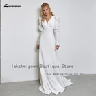 Lakshmigown винтажные атласные юбки-годе с длинным рукавом 2022 Suknia Slubna Boho сексуальные свадебные платья