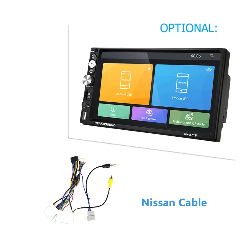 Nissan Cable LeeKooLuu 2din Andriod автомобильный мультимедийный плеер gps Wifi MirrorLink 2 Din 7 ''Авторадио кассета рекордер Стерео FM аудио радио - Цвет: Nissan Cable