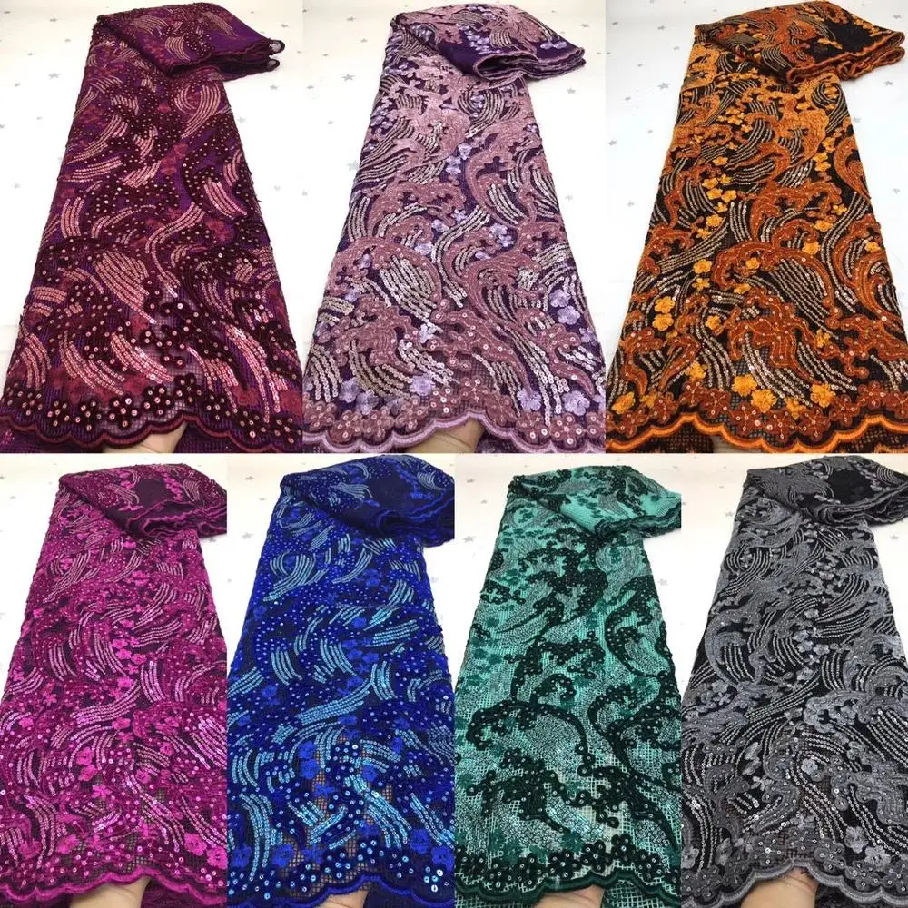 

Кружевная ткань с блестками для платьев, новейшая нигерийская французская Тюлевая кружевная ткань с вышивкой, Высококачественная африканс...