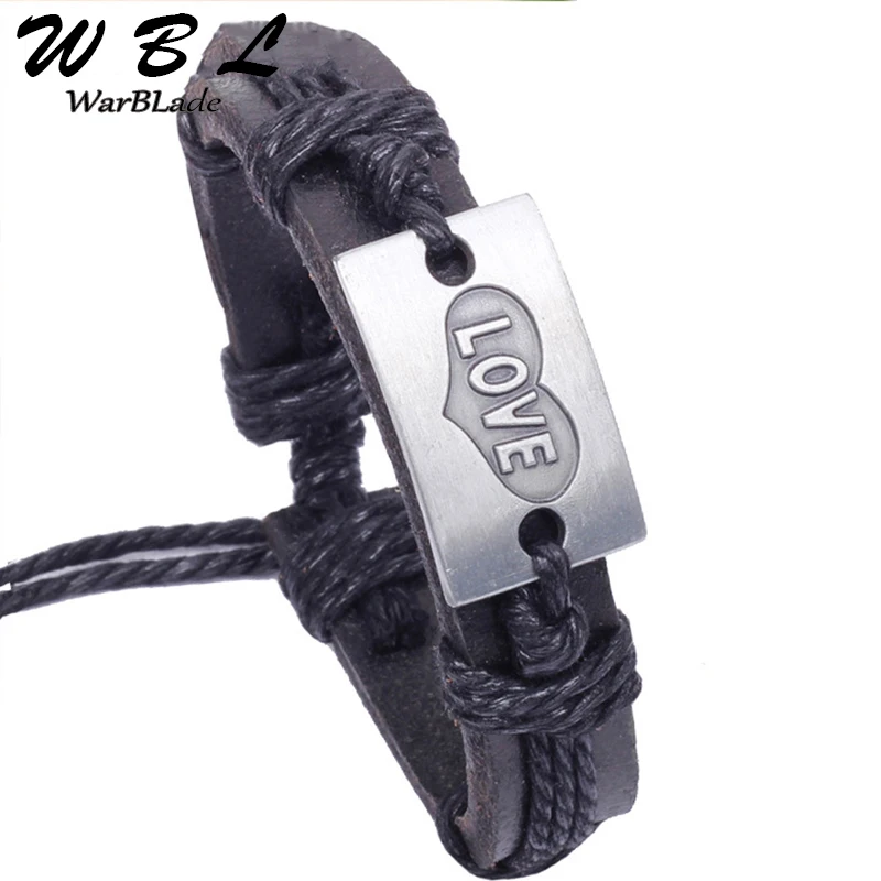 WBL Новая Винтажная Версия плетеного браслета из натуральной воловьей кожи сплава