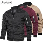 Мужская куртка-бомбер на молнии, осенняя мужская верхняя одежда в стиле милитари, повседневные жаккардовые пальто-пилоты с длинным рукавом, брендовая одежда