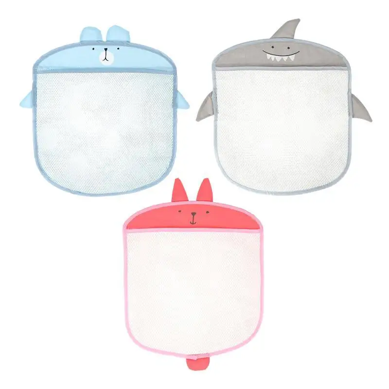 

3Pcs Wall Mesh Storage Bags Suction Cup Design Wall Door Hanging Storage Bags