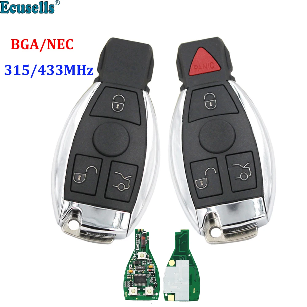 

3/4 Buttons Smart Remote Key BGA NEC 315MHz 433MHz for Mercedes Benz A B C E S Class W203 W204 W205 W210 W211 W212 W221 W222