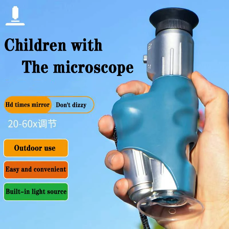 

Handheld 60x-120x Microscope Kit with LED Light Portable Micro Lab Optics School Children Science Experimental Biology Microscop