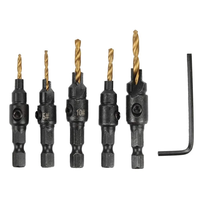 Deburring External Chamfering Tool 5Pcs Electric Hand Drill Set Screw Hole Size Countersink With 1 | Инструменты