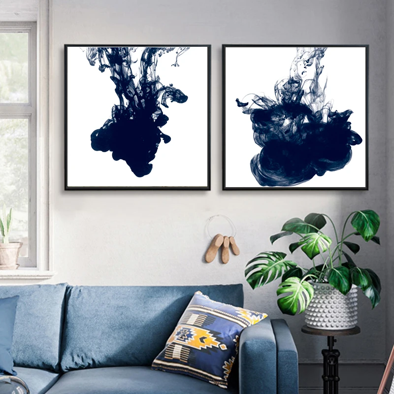 Новый китайский темно-синий и белый чернила Жидкостная Диффузия траектория