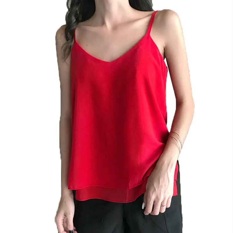 

Korean Fashion Chiffon Women Tops Woman V Neck Blouse Top Summer Women Sleeveless Top Plus Size Mujer 2021 Blouse