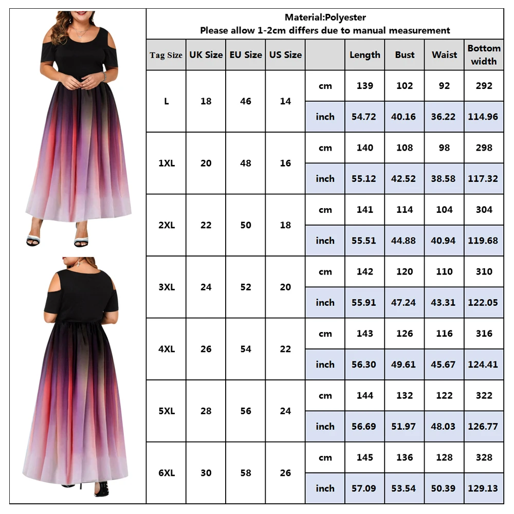 

V411 Women Dress Summer Plus Size Hollow Gradient Floor Length Maxi Dress Women Vintage Bohemian