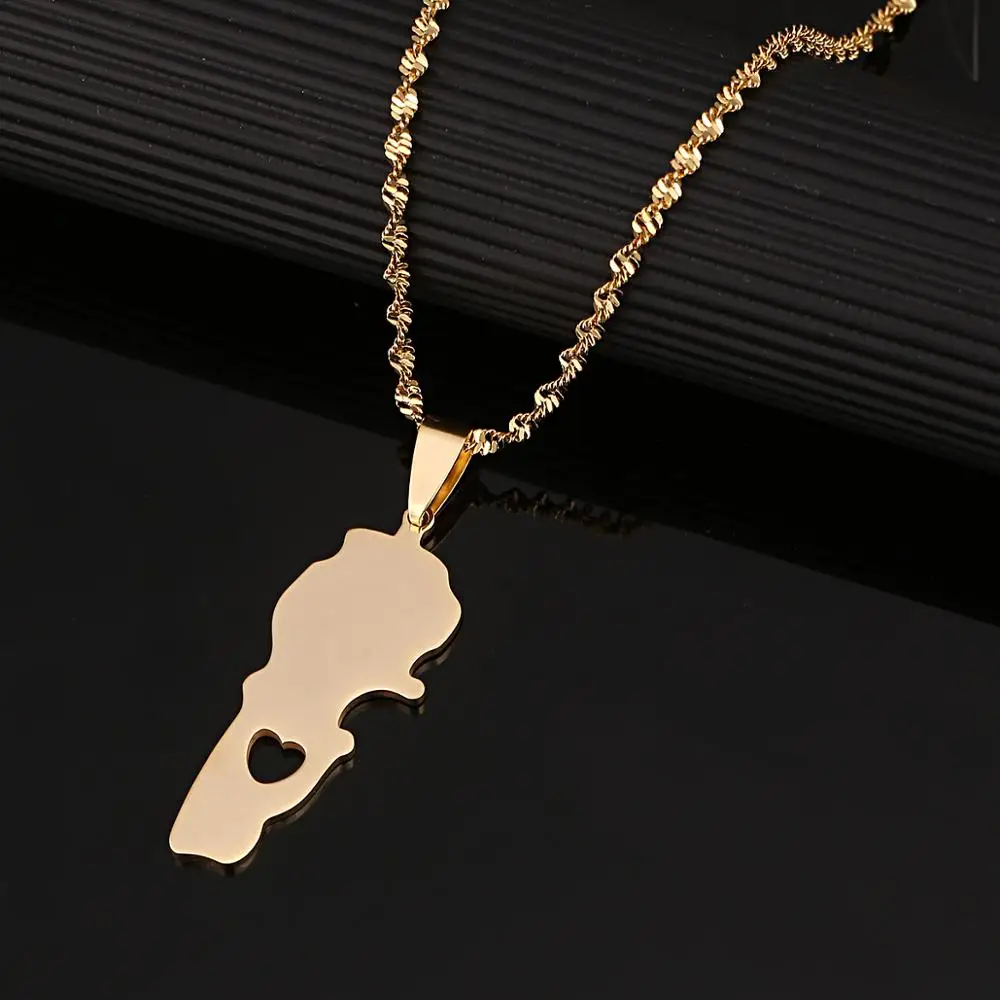 Кулон из нержавеющей стали золотого цвета с либаном карта ожерелья карты