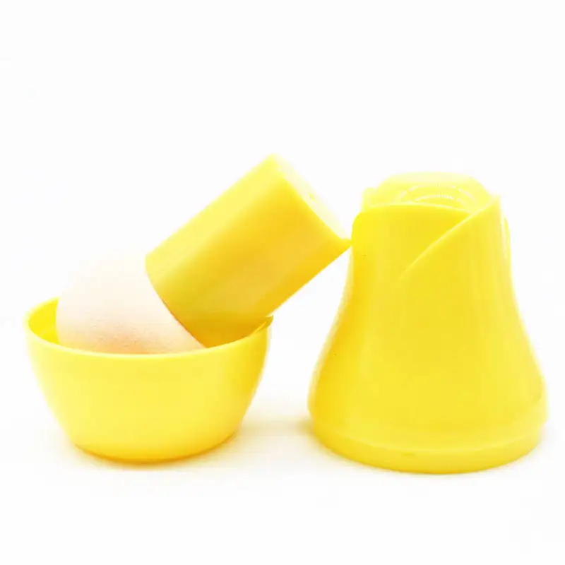 yellow with cap 1 шт. губка для макияжа портативная цветная Грибная головка сухая и влажная двойного назначения Порошковая пуховка Прозрачная с цветочным косметическим посылка - Цвет: yellow with cap