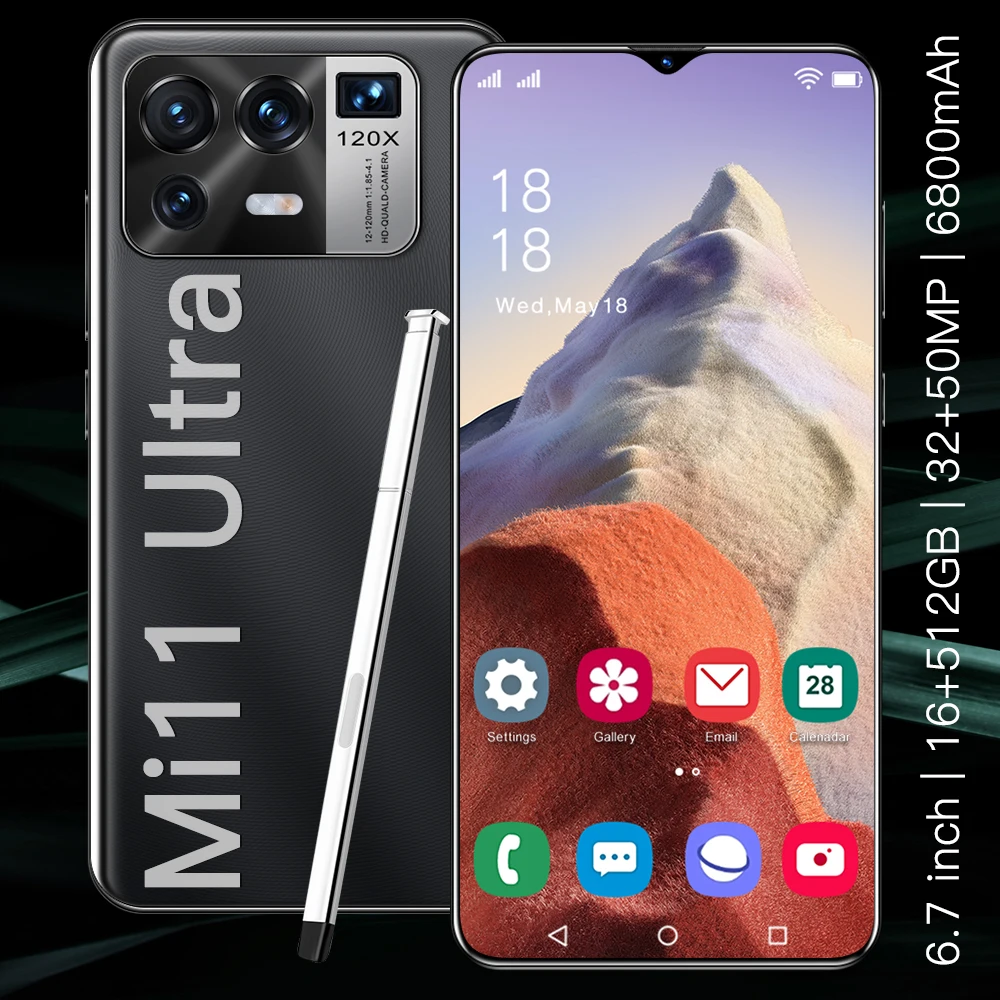Mi11 Ultra-tel&eacute;fono inteligente desbloqueado, versi&oacute;n Global, pantalla HD de 6,7 pulgadas, 16 + 512G, 6800mAh, 32 + 50MP, 5G, Android-1