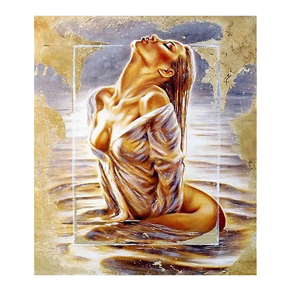 

Красивая Женская алмазная живопись, масляный портрет, Круглая Мозаика для творчества, 5D Вышивка крестиком, украшение для дома, подарки