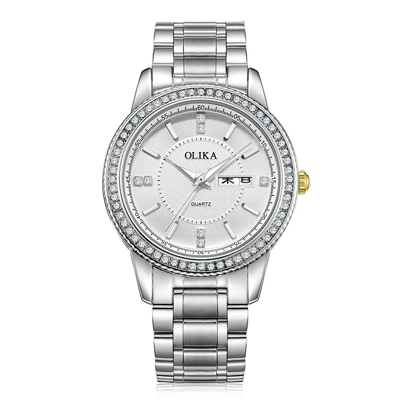 Hot Cross Border Watch Men's Fashion Diamond Inlaid Couple's Watch Waterproof Stainless Steel Quartz Watch 2021 New Women's Hair