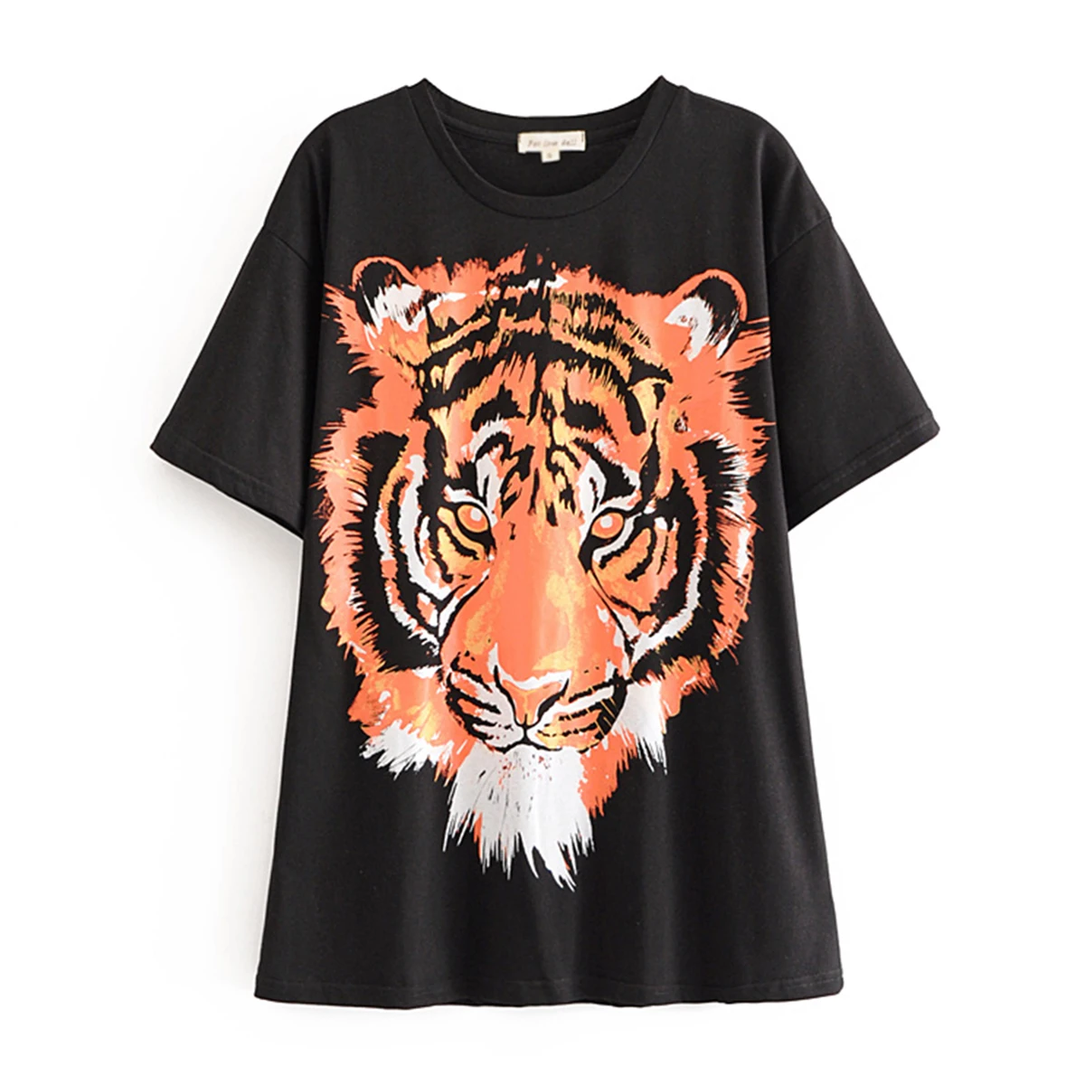 

Jastie Nice Summer Women T-Shirt Cotton Tops O-Neck Short Sleeve Tiger Print Oversized T-Shirts Casual Funny Women Tee Clothes