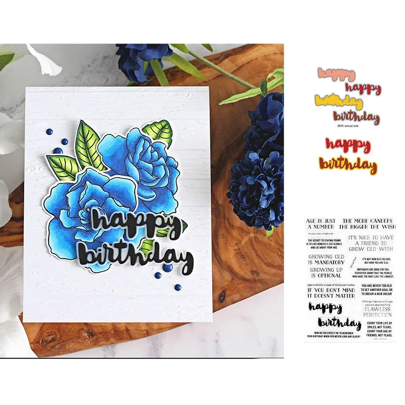 

Happy Age Just A Number Letters Metal Cutting Dies Stamps For Scrapbooking Album Decoration Craft For Diy Greeting Card 2021 New