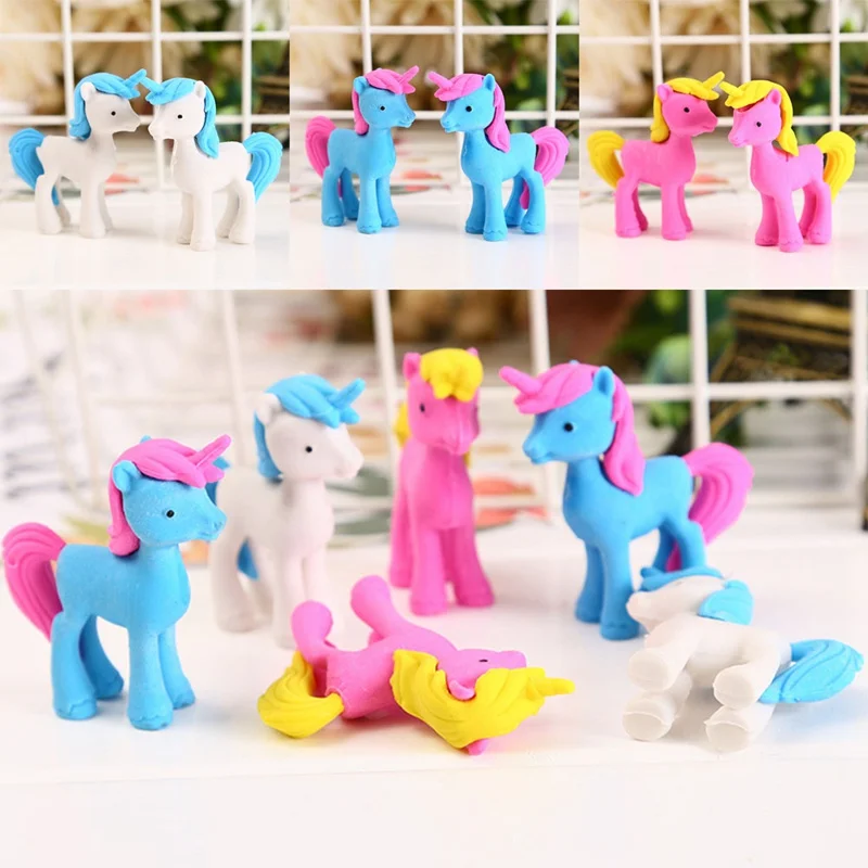 

6 Pcs for Kids Students Cute Cartoon Eraser Creative Kawaii Unicorn Pencil Eraser School Pencil Correction Eraser Stationery