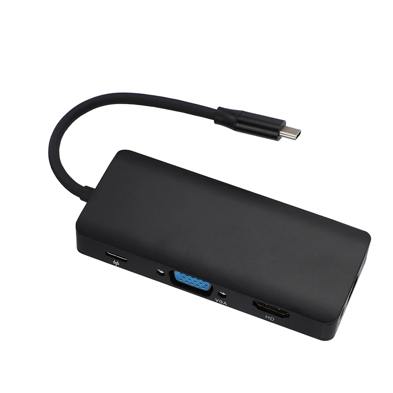 9 in 1 USB-C Type C HUB to 3.5mm Audio Mic 4K HDMI VGA RJ45 Lan Adapter USB 3.0 SD TF Card Reader PD Charging Hub | Компьютеры и офис