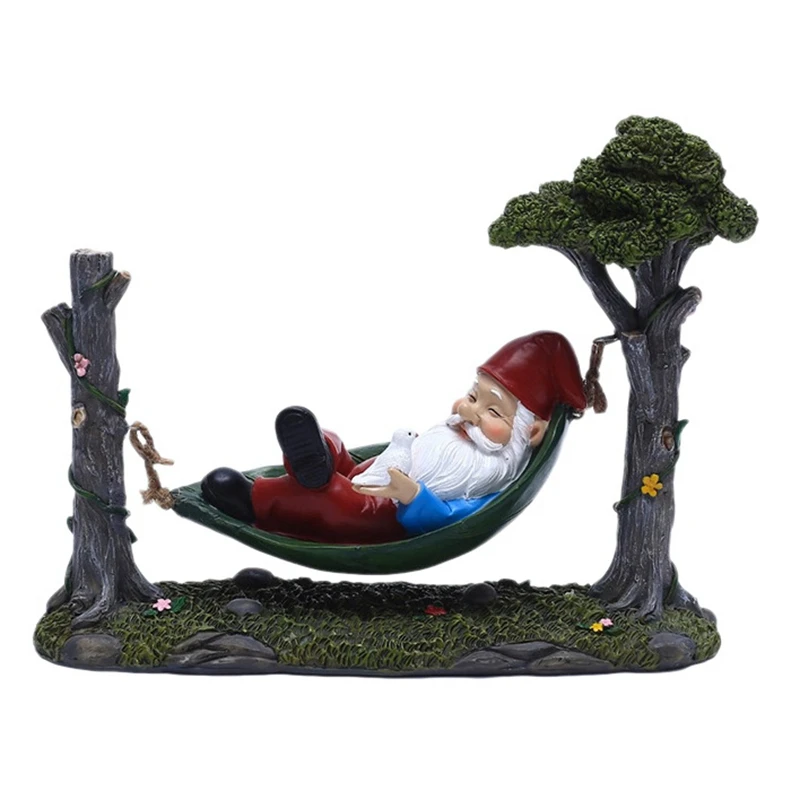 

Creative Hammocks Dwarf Outdoor Decoration Garden Gnome Statue Dwarf Ornaments Yard Lawn Garden Ornaments