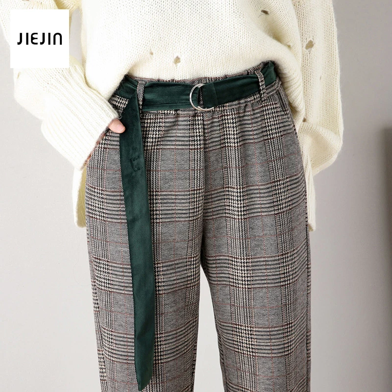 

2019 fashion winter high waist 2020 women's Harem Pants woolen women plus size casual solid warm female pants women trousers