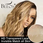 Beeos HD кружевной передний al парик из человеческих волос цветной медовый блонд кружевной передний парик человеческие волосы свободный волнистый передний парик бразильский Реми