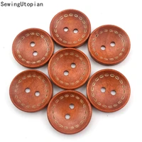 50pcs 2 holes wooden button brown 2 holes round wooden buttons sewing scrapbooking craft 20mm