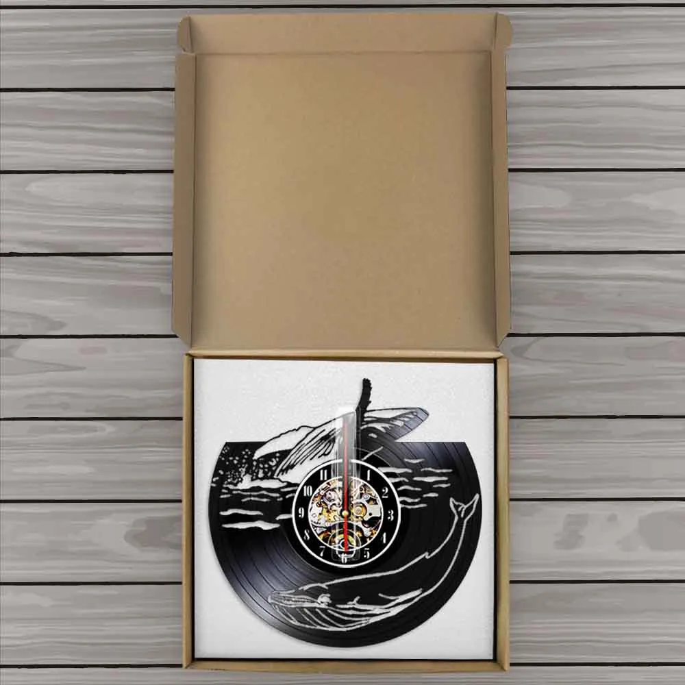 Винтажные виниловые настенные часы с изображением китов океанских животных