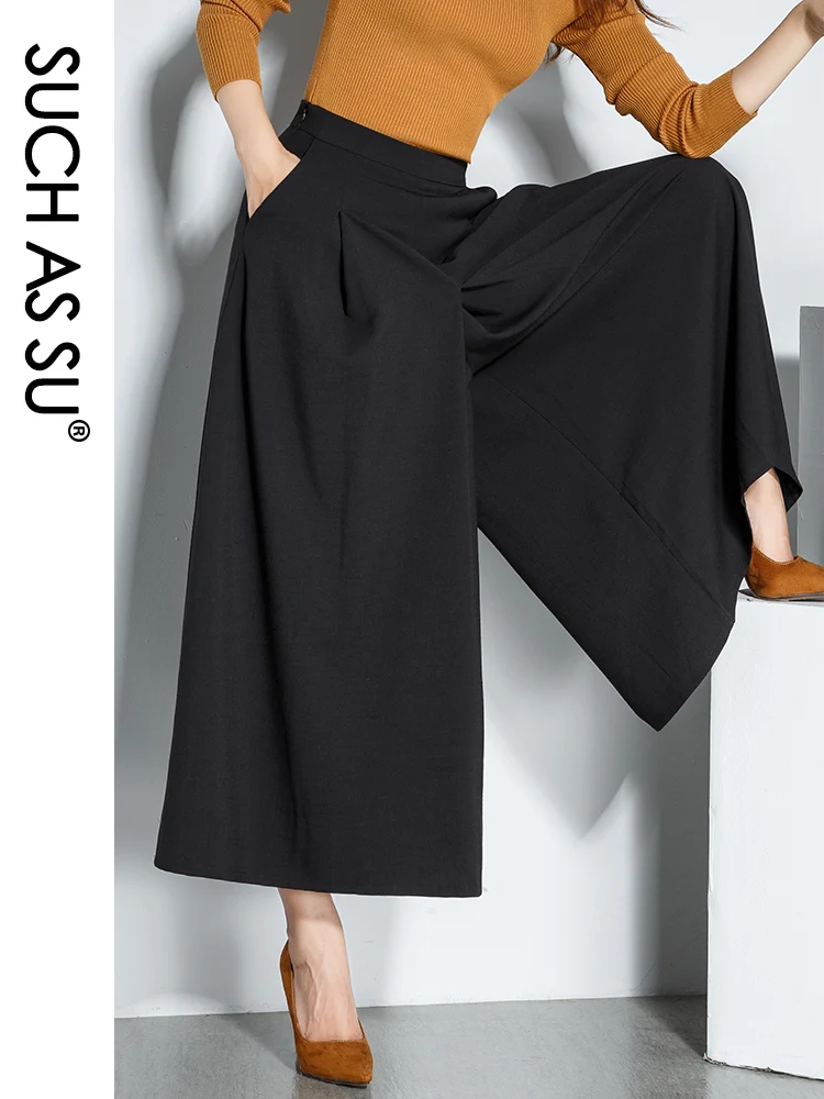 Таких как SU осень-зима лодыжки-Длина брюки для 2021 женская обувь черного цвета с