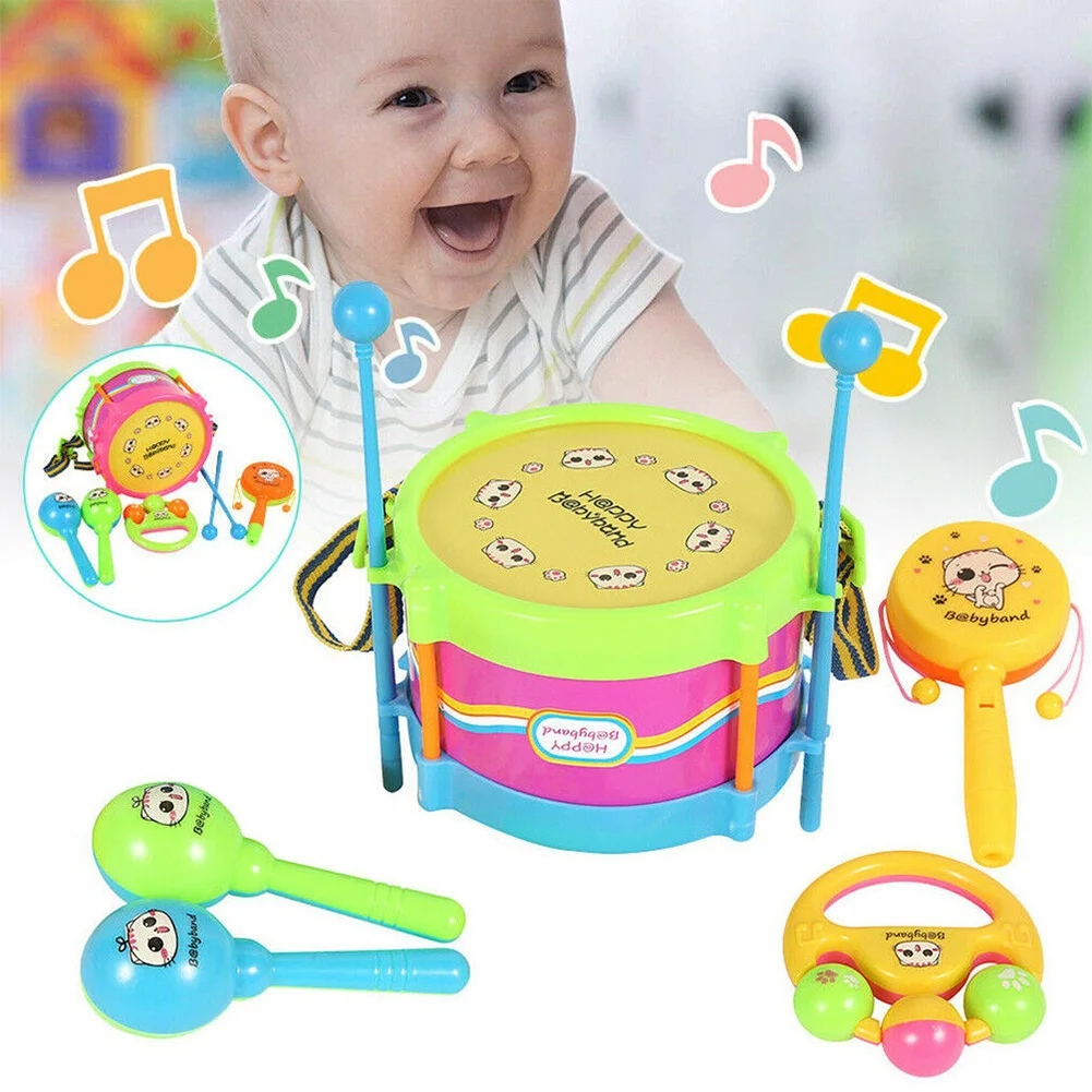 Барабан музыкальный для мальчиков и девочек набор из 6 инструментов детская