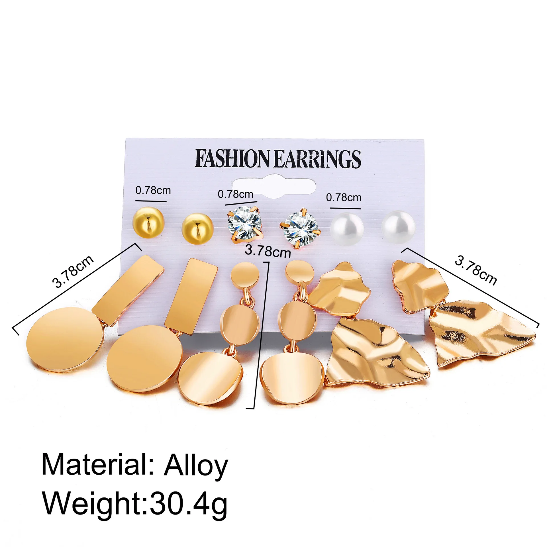 2019 Модные 6 пар/компл. панк наборы серег-гвоздиков золото цвет сплав