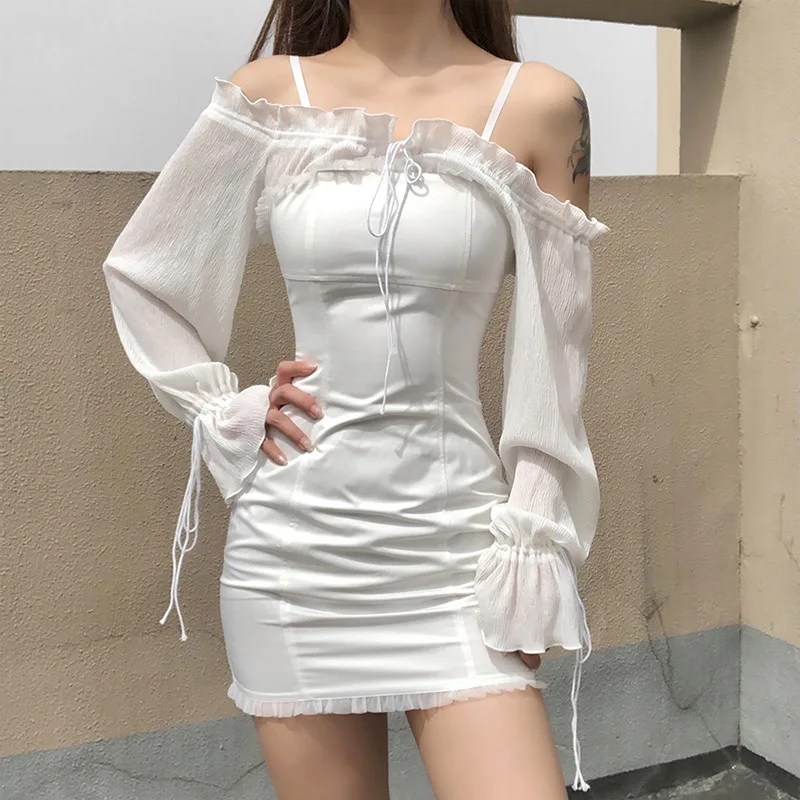 

Женское летнее облегающее платье, элегантное мини-платье феи для женщин, сексуальное платье y2k вечерние в Корейском стиле, вечернее женское ...