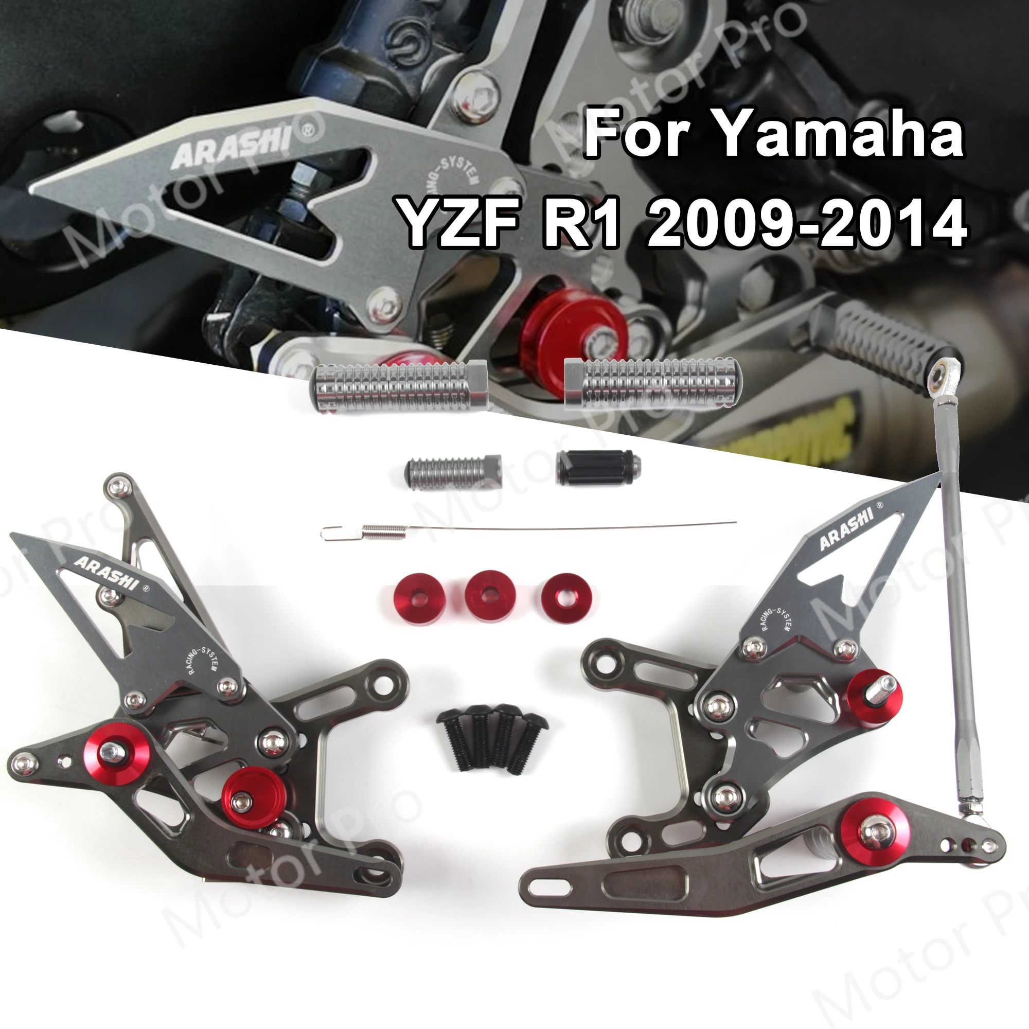 

Регулируемые подставки для мотоциклов Yamaha YZF R1 2009-2014, аксессуары для мотоциклов, подставка для ног, педаль заднего вида для модели 2010, 2011, 2012, ...