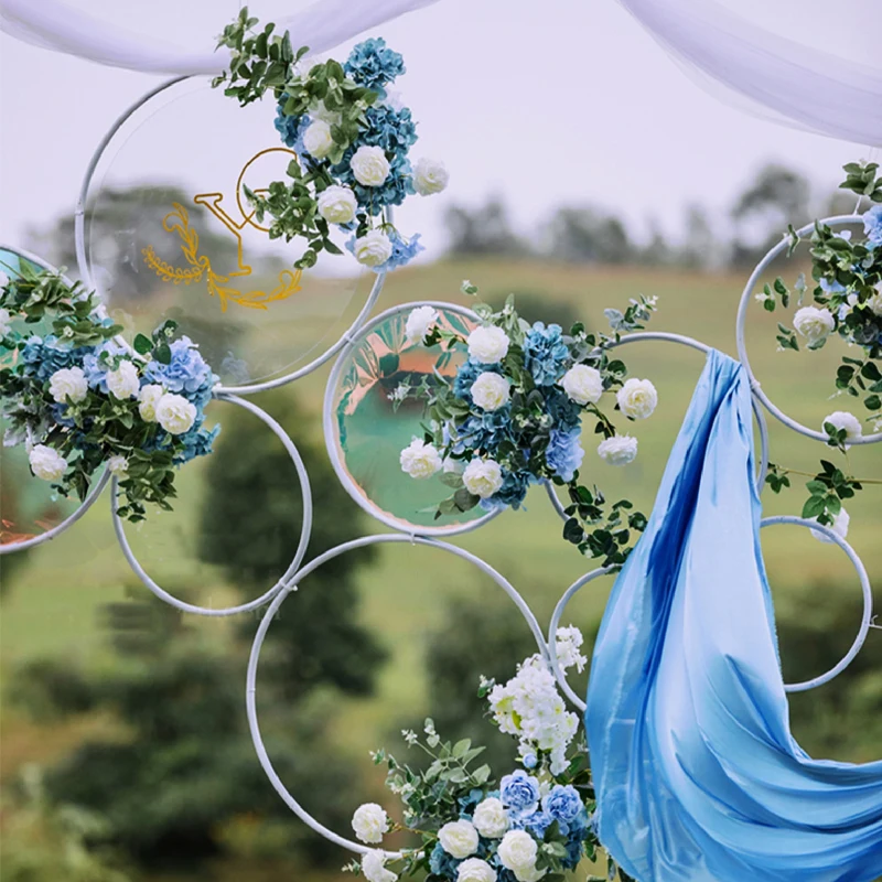 Свадебная рамка с цветами кольцо кованого железа Цветочная стена из