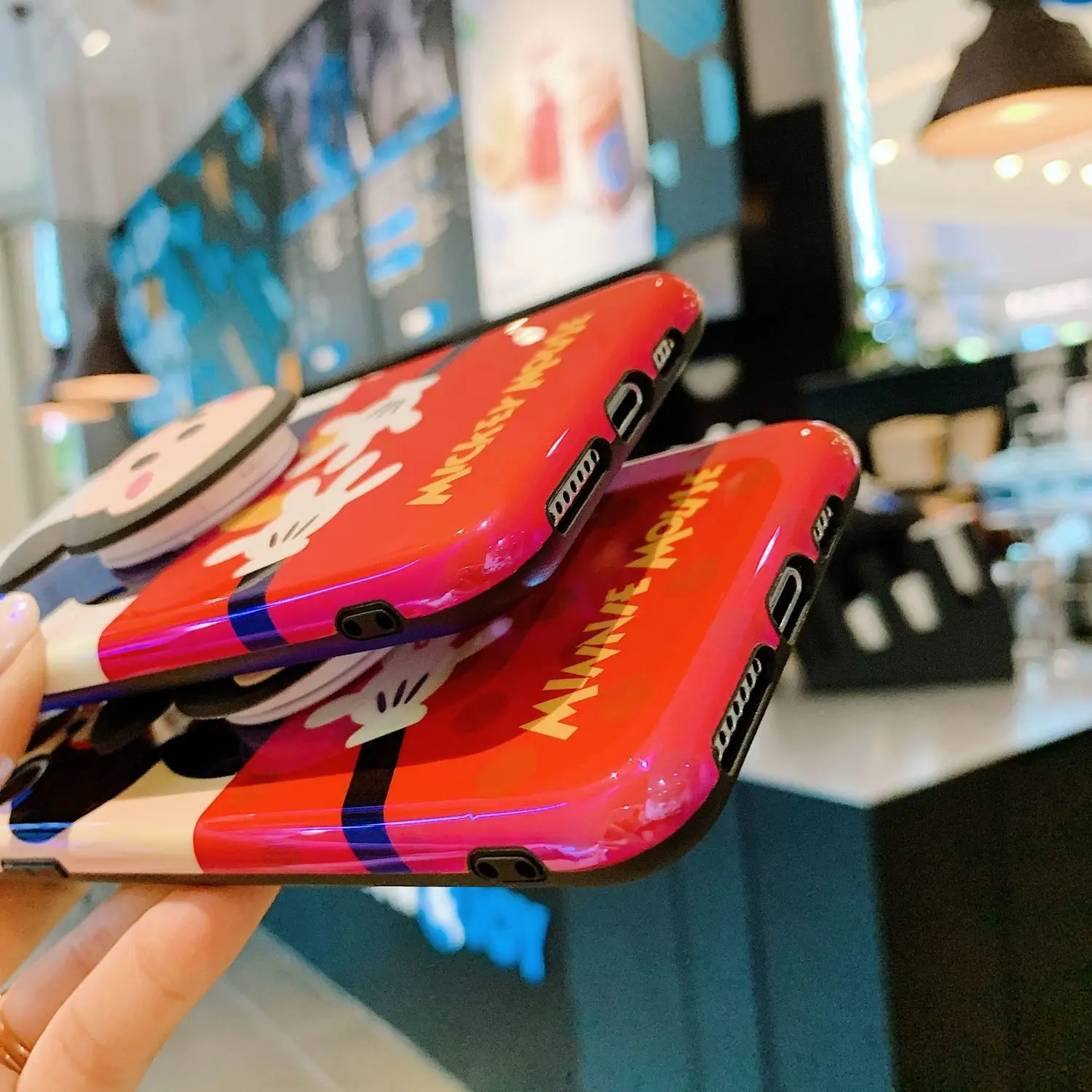 

Disney cute Mickey Blu-ray Couple Phone Case with Stand for iPhone12mini /12promax/x/xs /xr/7/8plus/11promax/11/11pro/xsmax