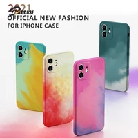 original painted silicone luxury case for apple iphone 12 11 pro max mini se 2020 x xr xs max 7 8 plus square shockproof cover