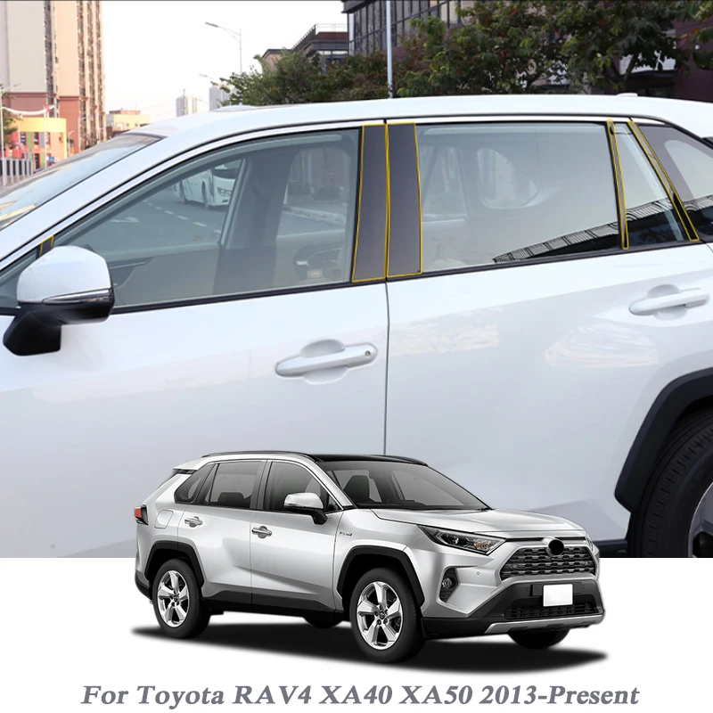 

8 шт. автомобильный Стайлинг для Toyota RAV4 XA40 XA50 2013-присутствует наклейка на окно автомобиля, наклейка средней колонки s, ПВХ внешние аксессуары