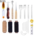 Набор инструментов для шитья кожи D  D, инструменты для рукоделия и работы с кожей, набор ручных инструментов для шитья с зубчатым шилом, набор вощеных ниток, наперсток