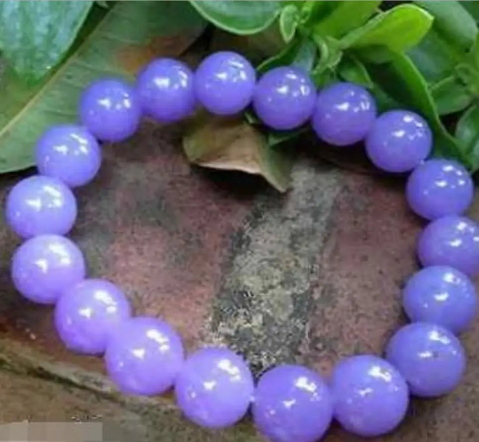 

Новинка, Лидер продаж, 10 мм, лавандовые нефритовые драгоценные камни, тоновые круглые бусины, эластичный браслет 7,5 дюйма