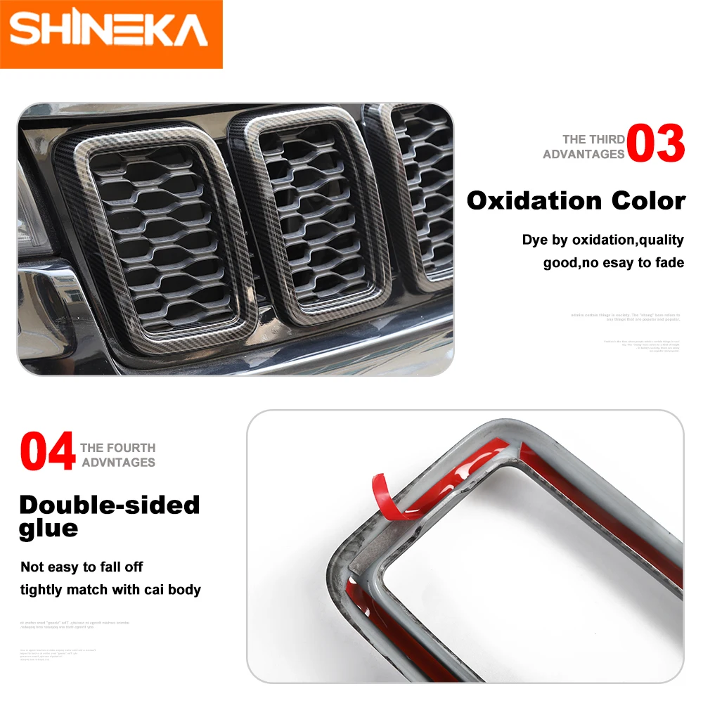 SHINEKA Автомобильная наклейка для Jeep Grand Cherokee-+ передняя решетка декоративная крышка оригинальные модели для Grand Cherokee