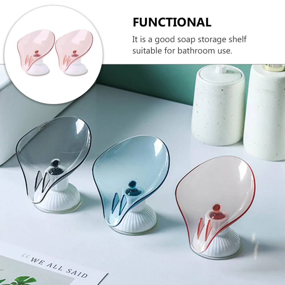 

2pcs Creative Bathroom Soap Container Water Draining Storage Rack (Grey)