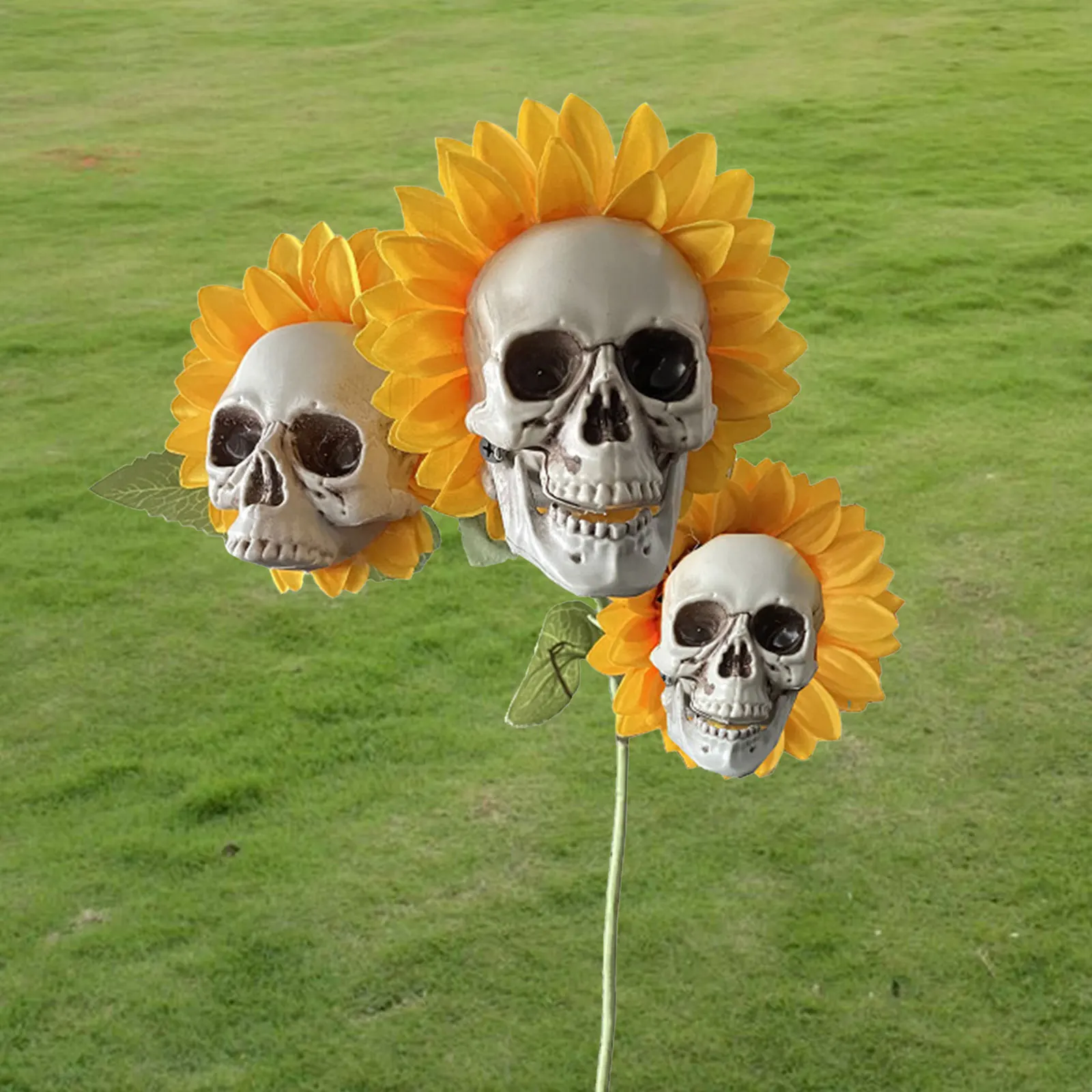 

Skull Head Simulation Ornament Sunflower Artificial Flowers Garden Decoration Outdoor Courtyard Stakes Supplies