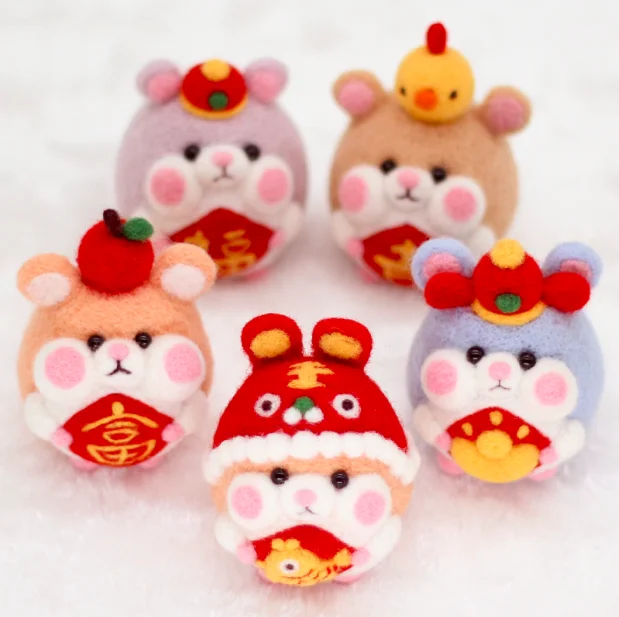 Chinese Zodiac mouse wool felt needle felting decoration craft needlecraft DIY handmade | Дом и сад