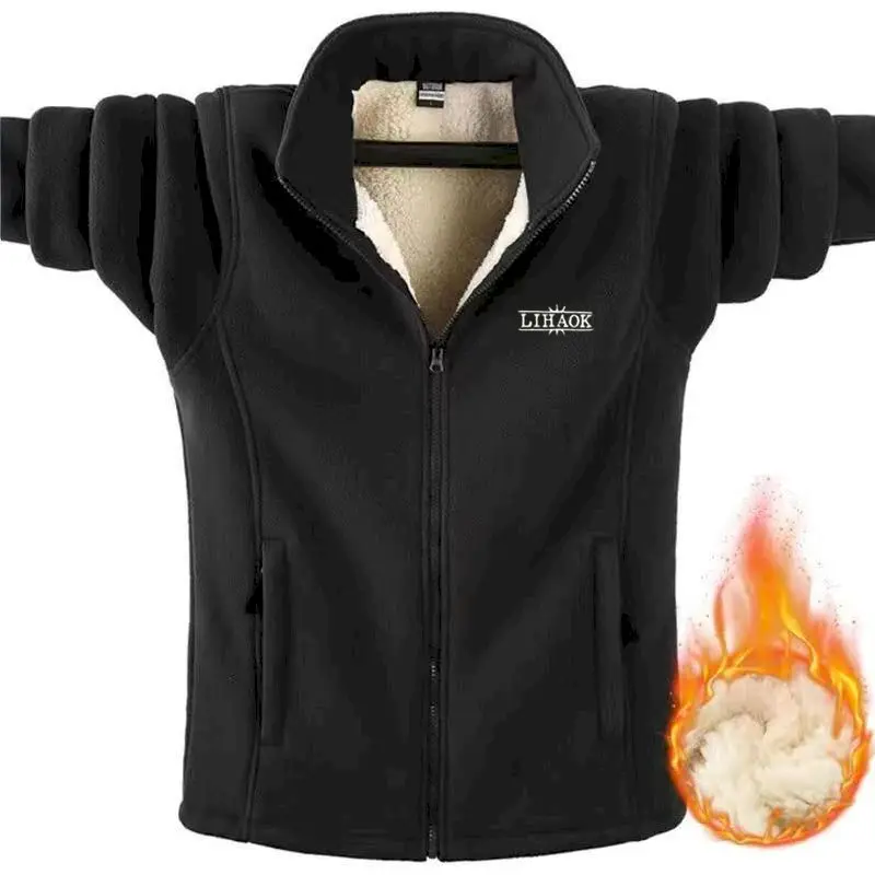 

Мужская куртка, утепленная двухсторонняя бархатная уличная куртка с воротником-стойкой для мужчин среднего возраста, с подкладкой, большие...