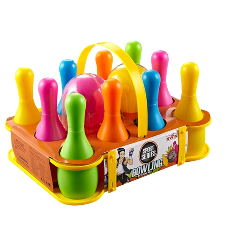 

Y4UD 10 Pins 1 Ball Colorful Bowling Ball Play Baby Sport Toys for Children Kids Outdoor Indoor Game Toy