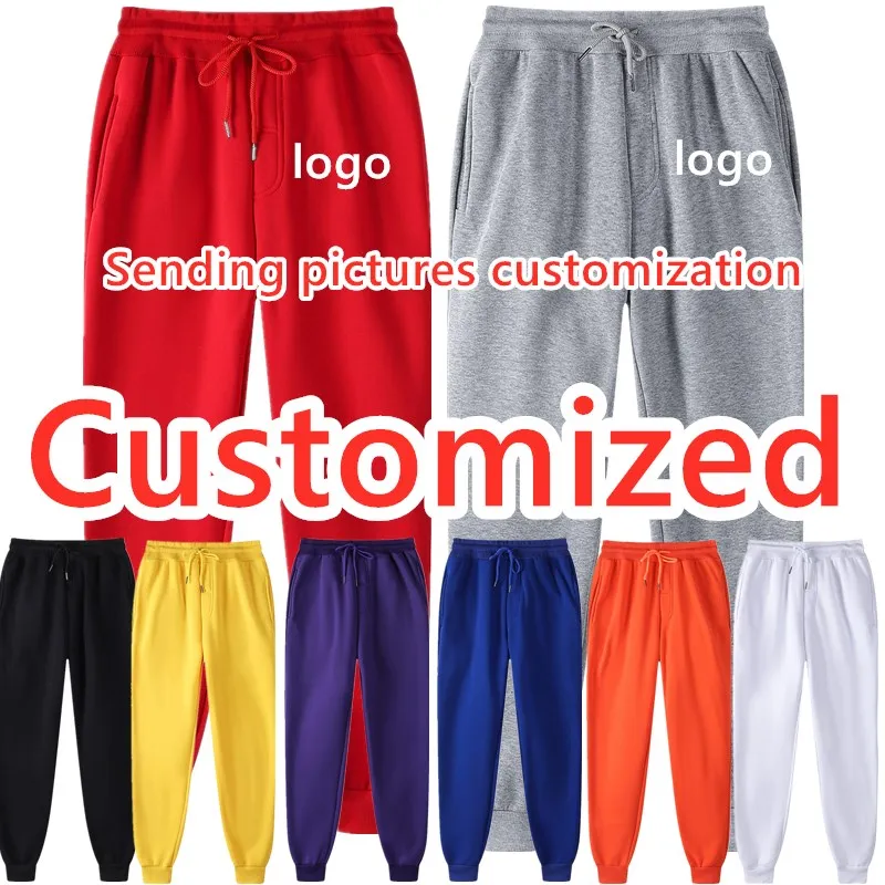 

Men's blank trousers and pant, solid color fleece polyester-cotton trousers LOGO/pattern can be customized retail multicolor