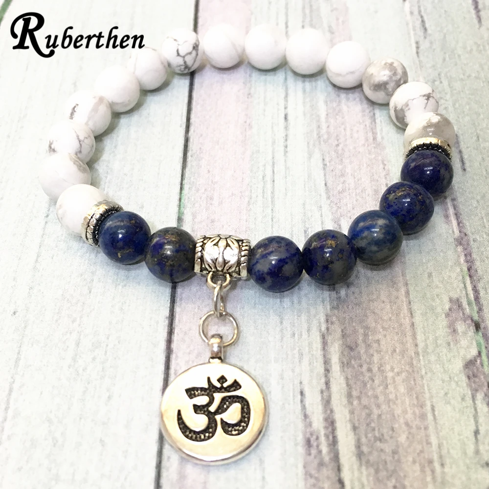 Ruberthen ранг натуральный браслет из лазурита Природный Хаулит женский Ом Лучший