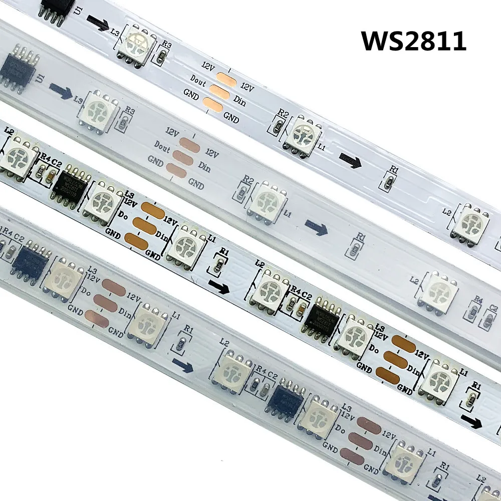 

DC12V WS2811 5050 RGB Addressable Led Pixel Strip Light Full Colors Led Strip Ribbon Flexible Digital Led Tape 1 IC Control 3