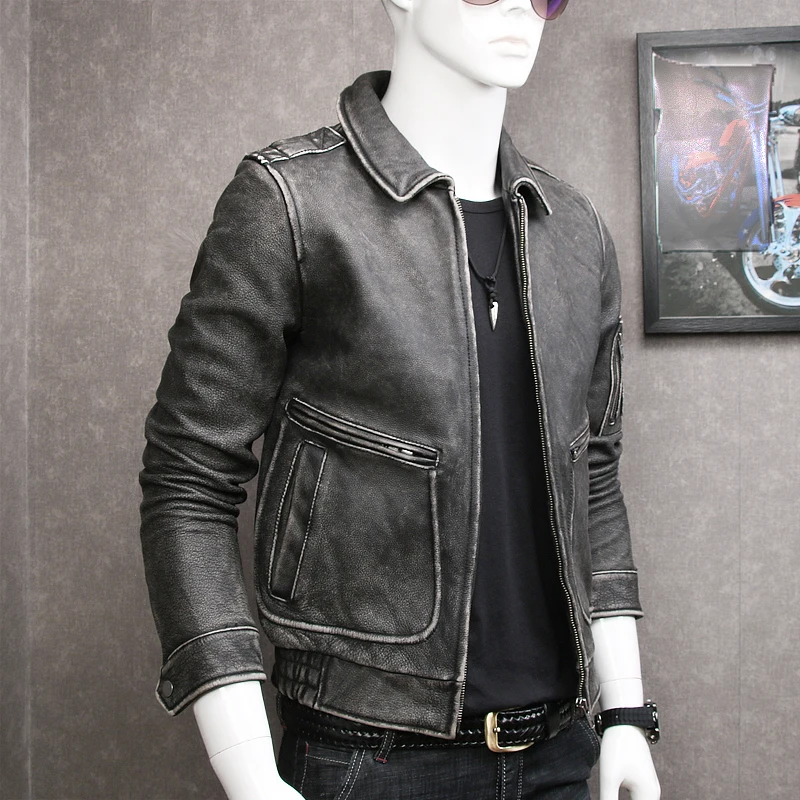 Мужская куртка пилот ВВС из коровьей кожи в стиле ретро США новинка зимы мужское