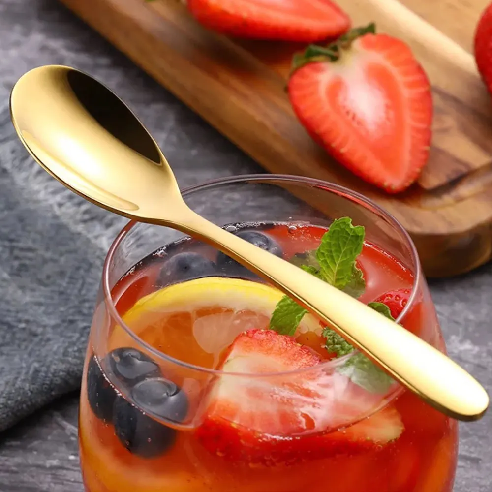 

Кофейные ложки чайные ложки десертное мороженое 304 нержавеющая сталь заостренный хвост титановое покрытие маленькие и милые усиленные про...