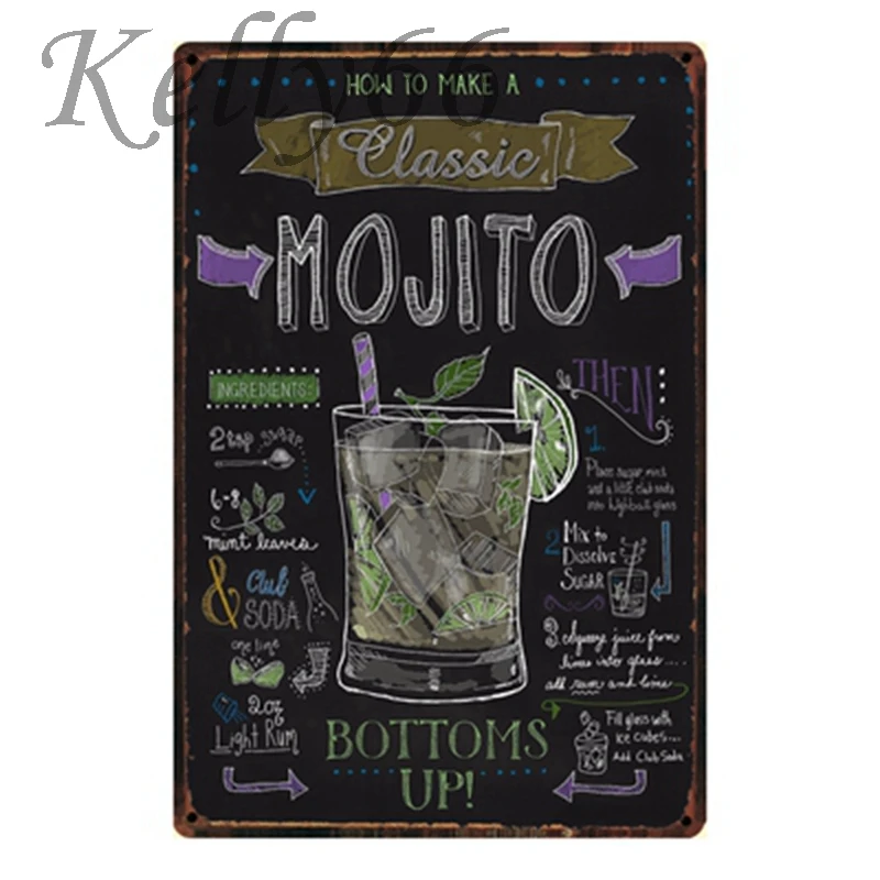 [Kelly66] футбольный Баскетбол Бар Пиво Мохито чай коктейль жестяной знак плакат