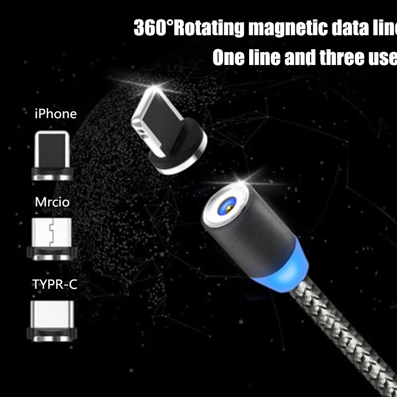 Магнитный USB кабель для зарядки и передачи данных для type-C IOS iPhone Android Micro USB кабель для быстрой зарядки и синхронизации данных для смартфонов